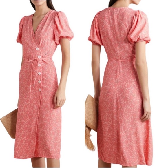 Faithful the Brand Midi Dress Maurie Floral Pink szS - Picture 1 of 12